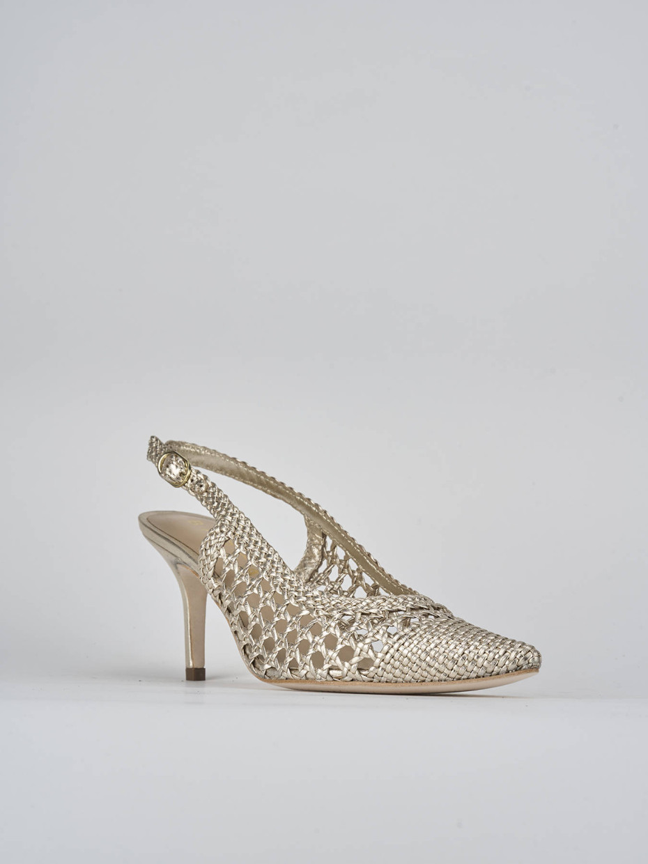 Décolleté e slingback tacco 7cm pelle oro