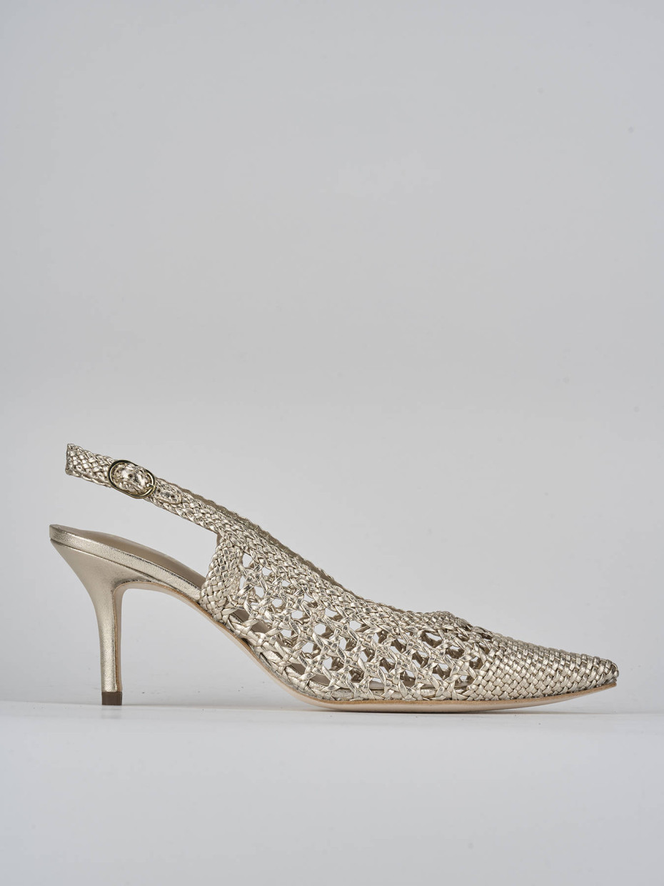 Décolleté e slingback tacco 7cm pelle oro