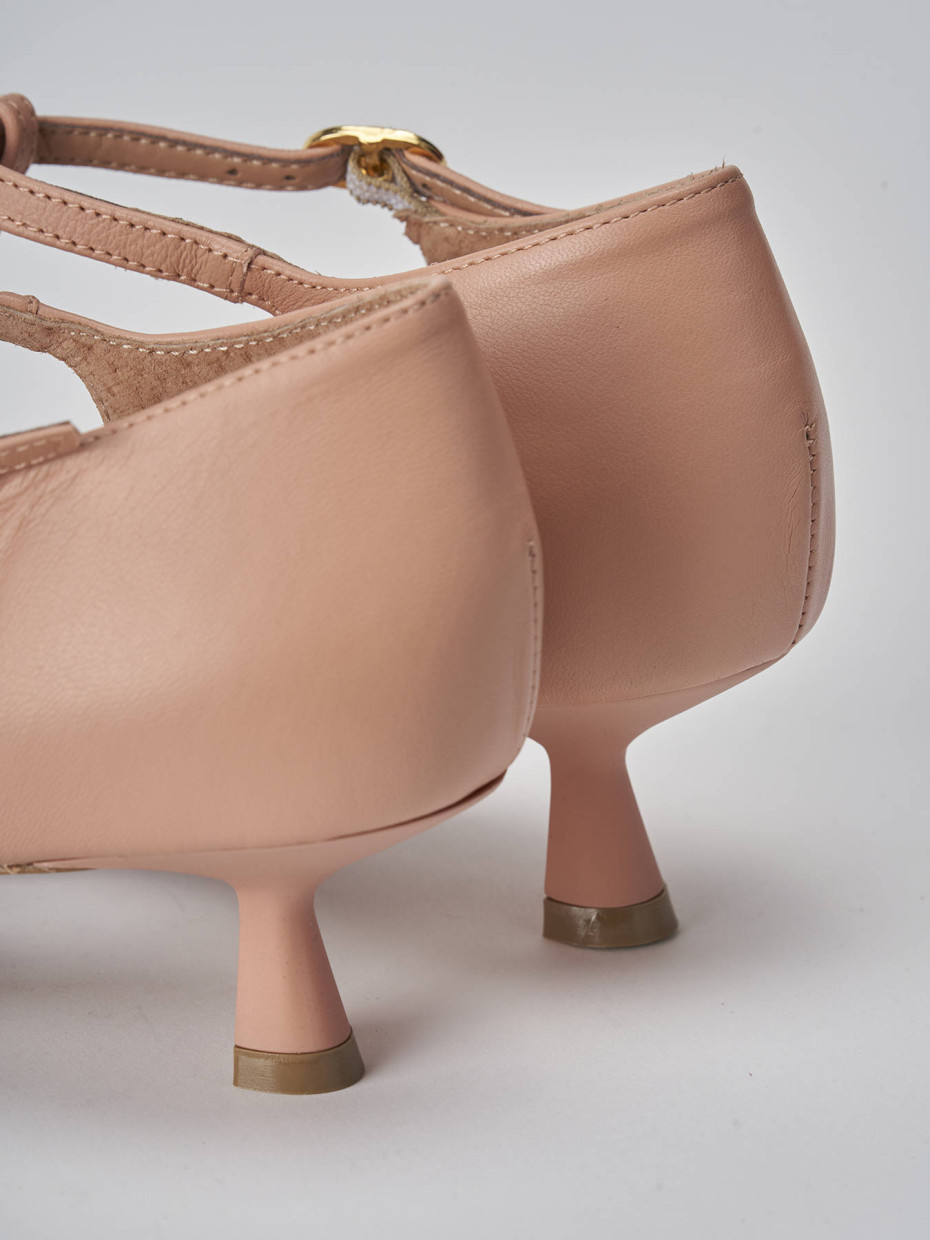 Décolleté e slingback tacco 5cm pelle rosa