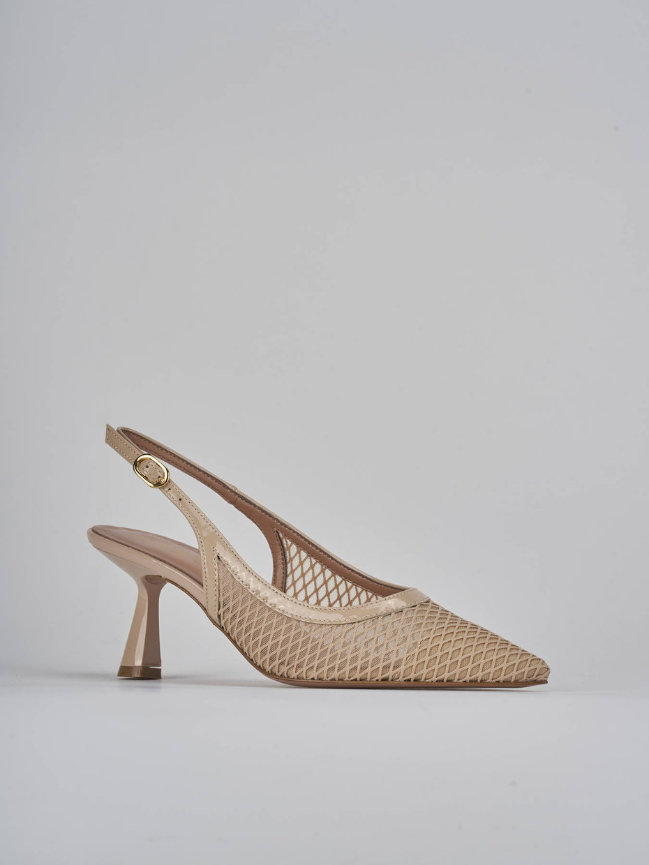 Décolleté e slingback tacco 7cm pelle beige