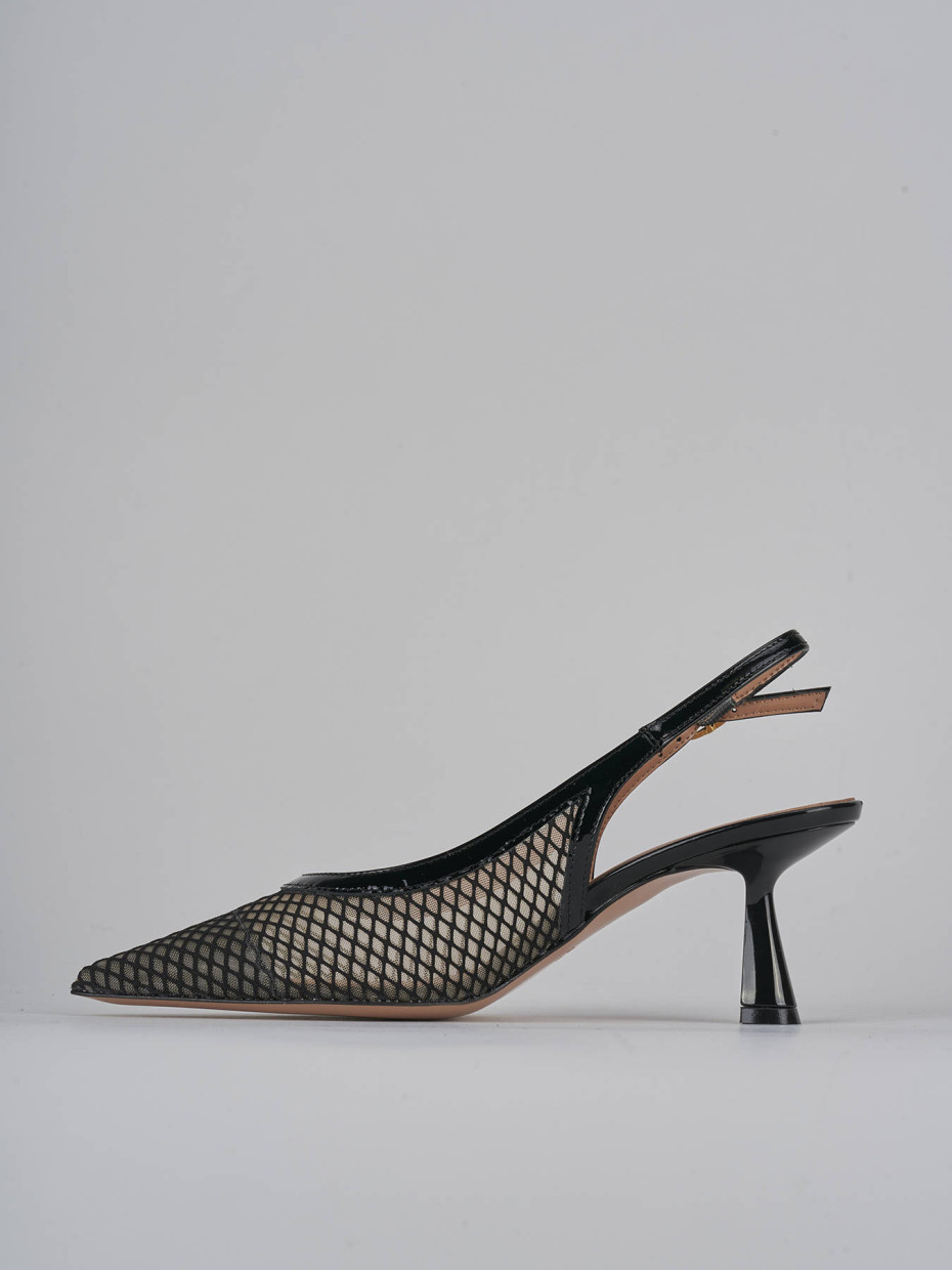 Décolleté e slingback tacco 7cm pelle nero