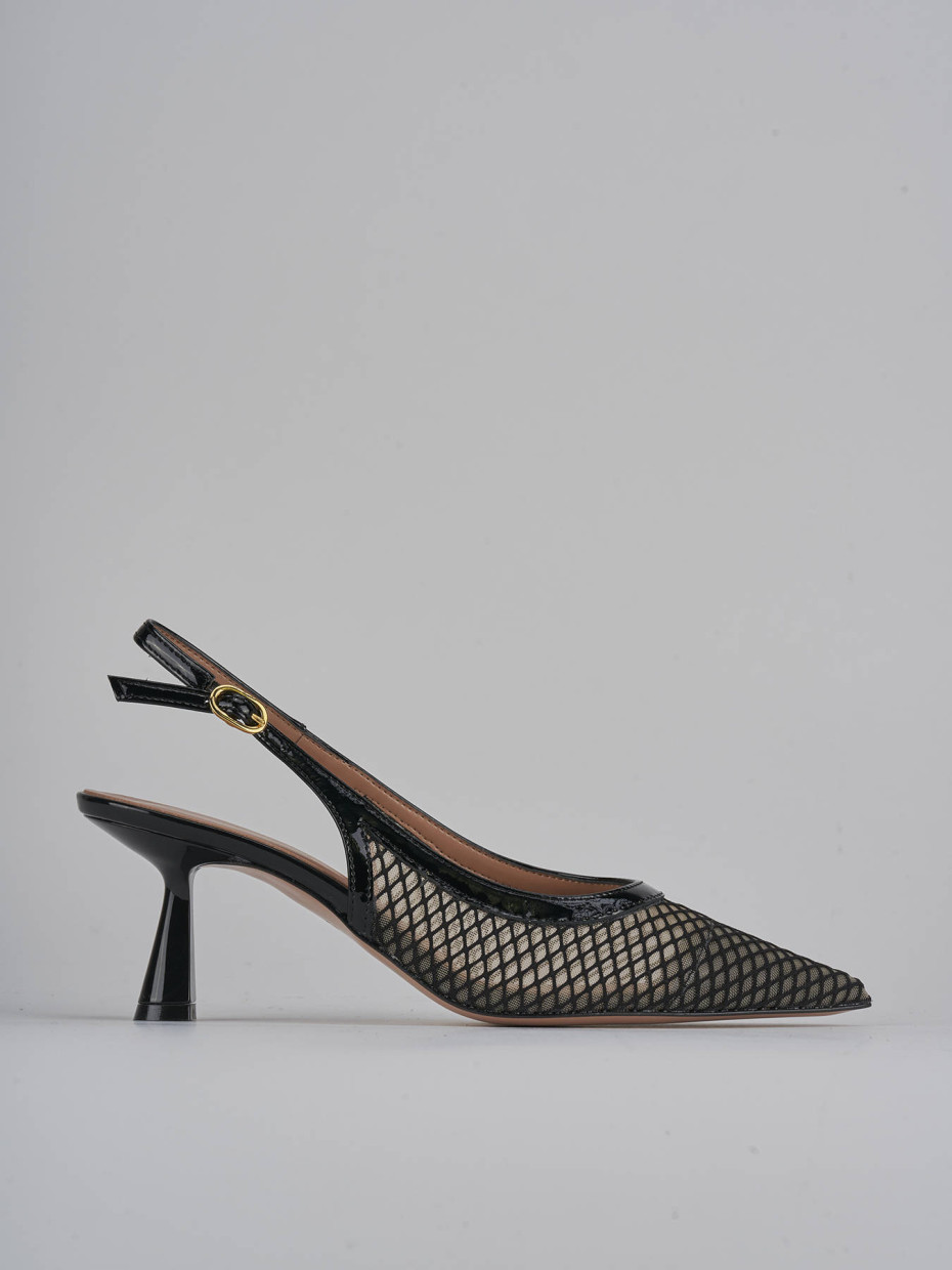 Décolleté e slingback tacco 7cm pelle nero