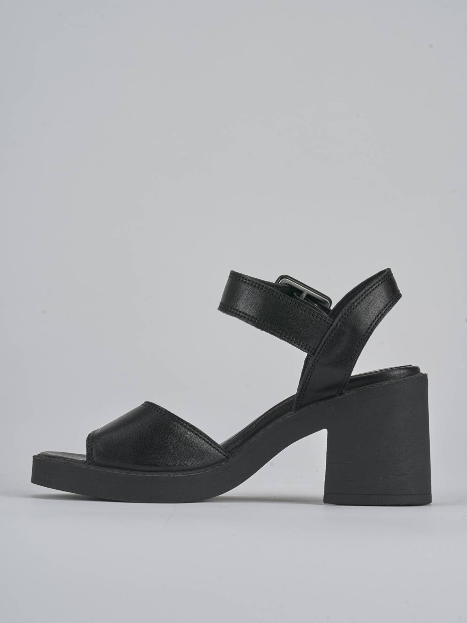 Sandali tacco 7cm pelle nero