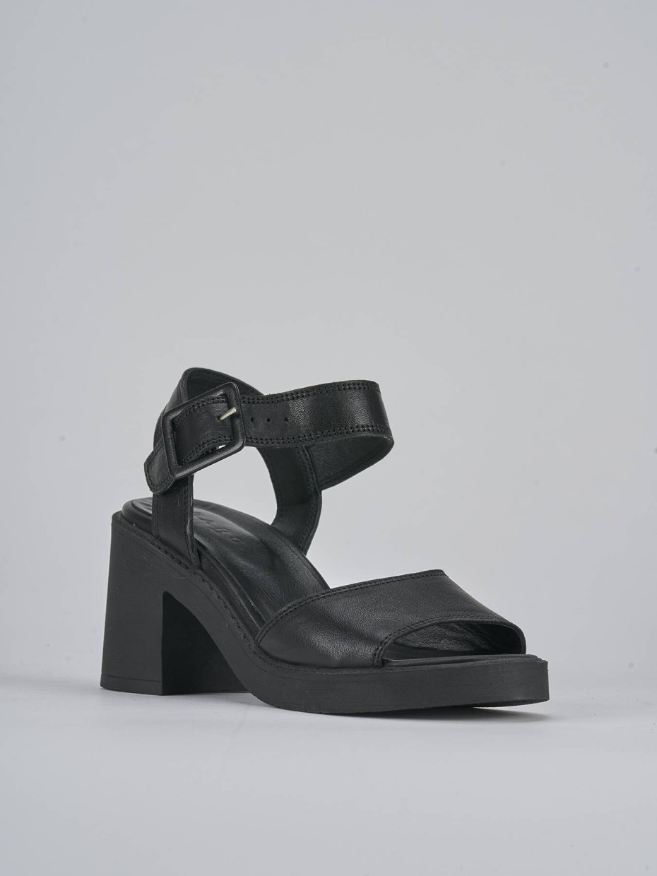 Sandali tacco 7cm pelle nero