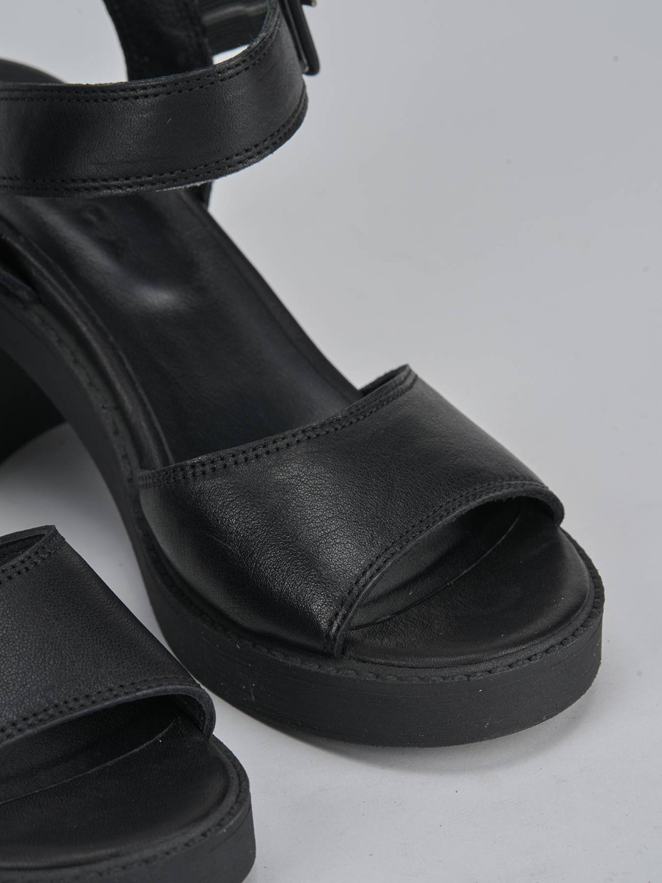 Sandali tacco 7cm pelle nero