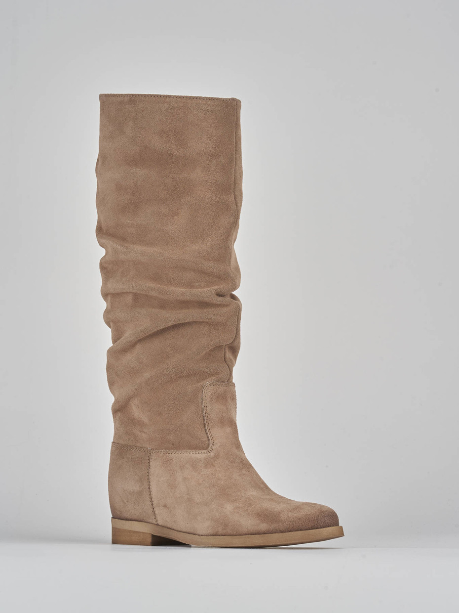 Stivali tacco 2cm camoscio beige Barca Stores
