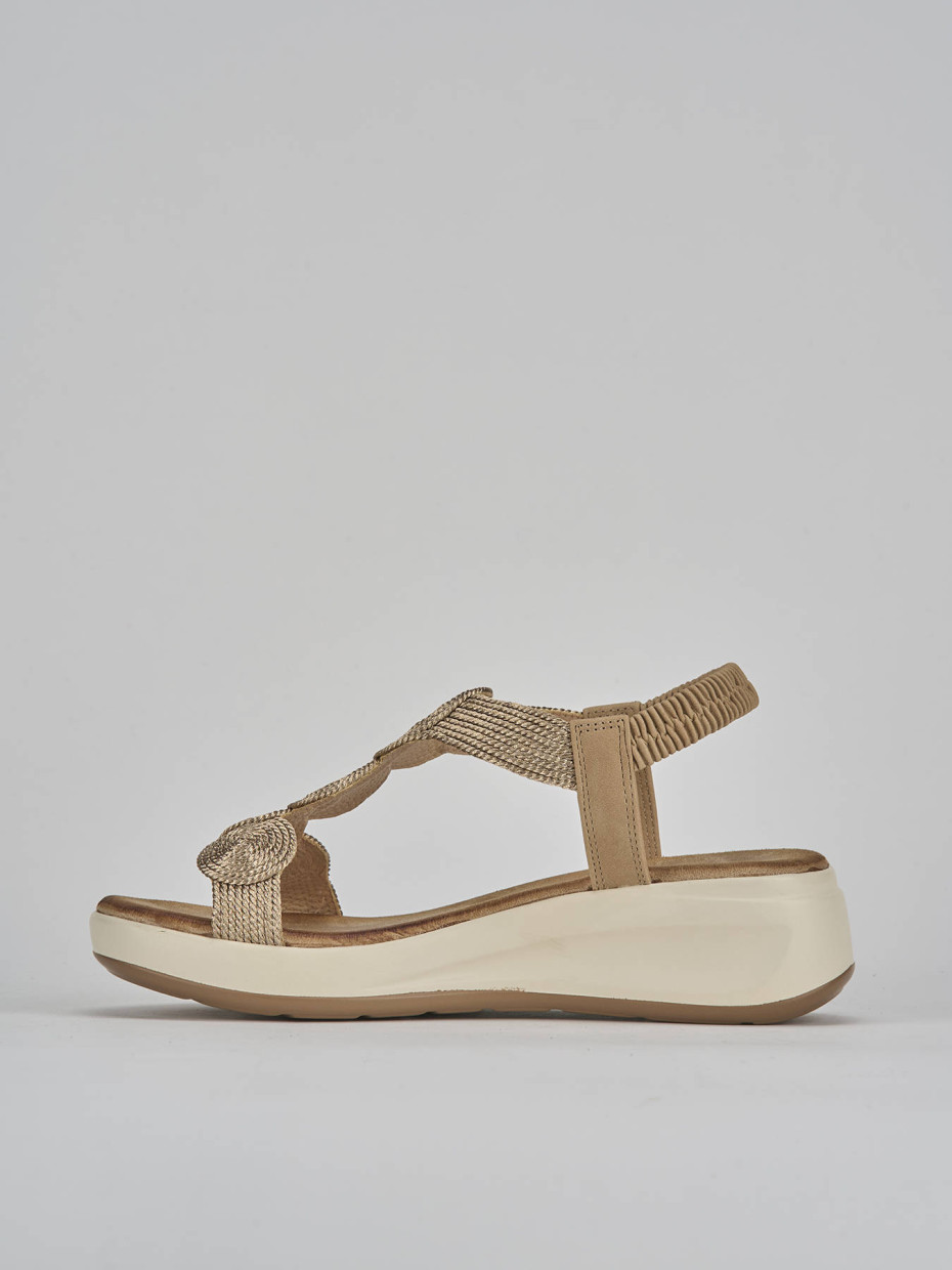 Sandali zeppa tacco 4cm pelle oro