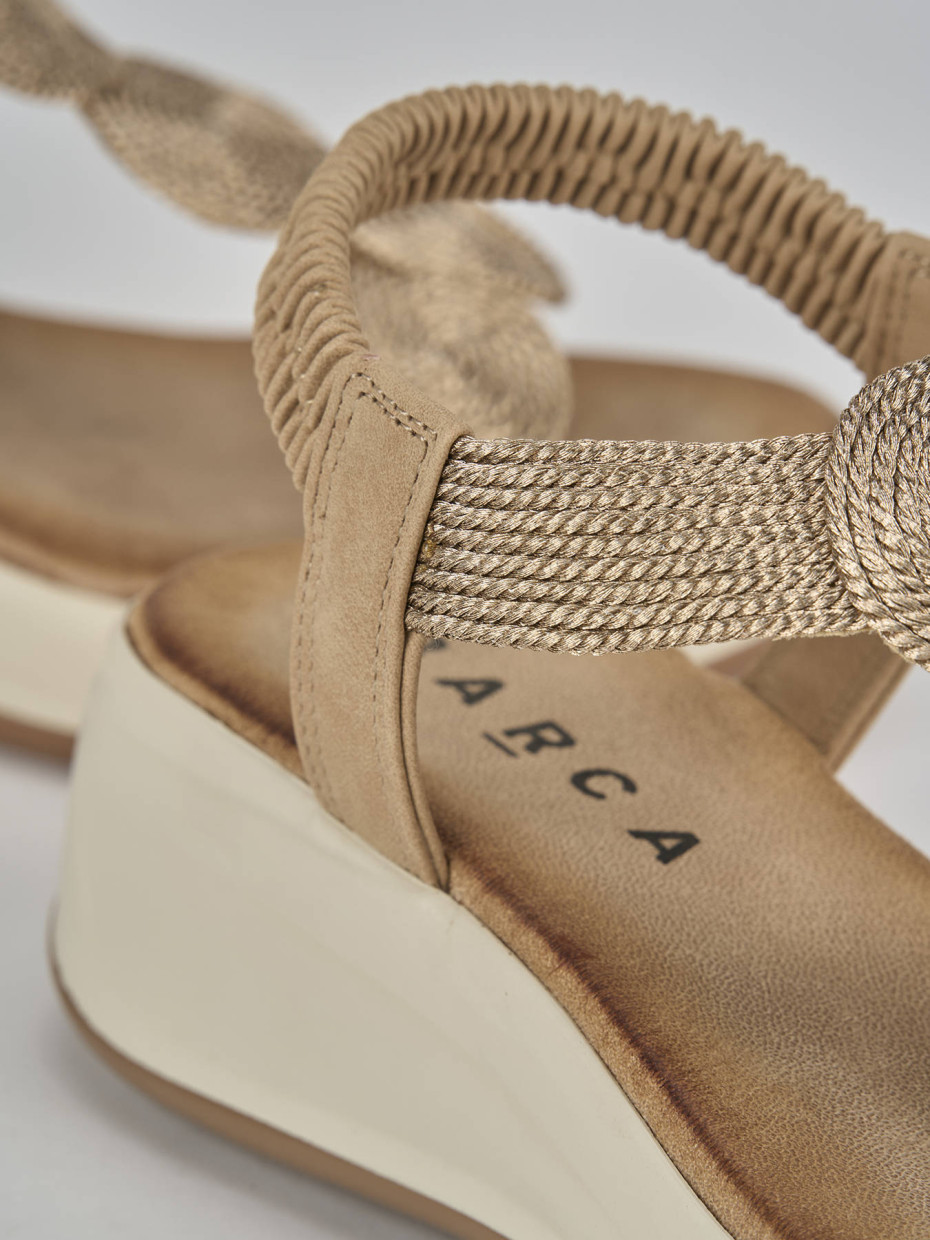 Sandali zeppa tacco 4cm pelle oro Barca Stores