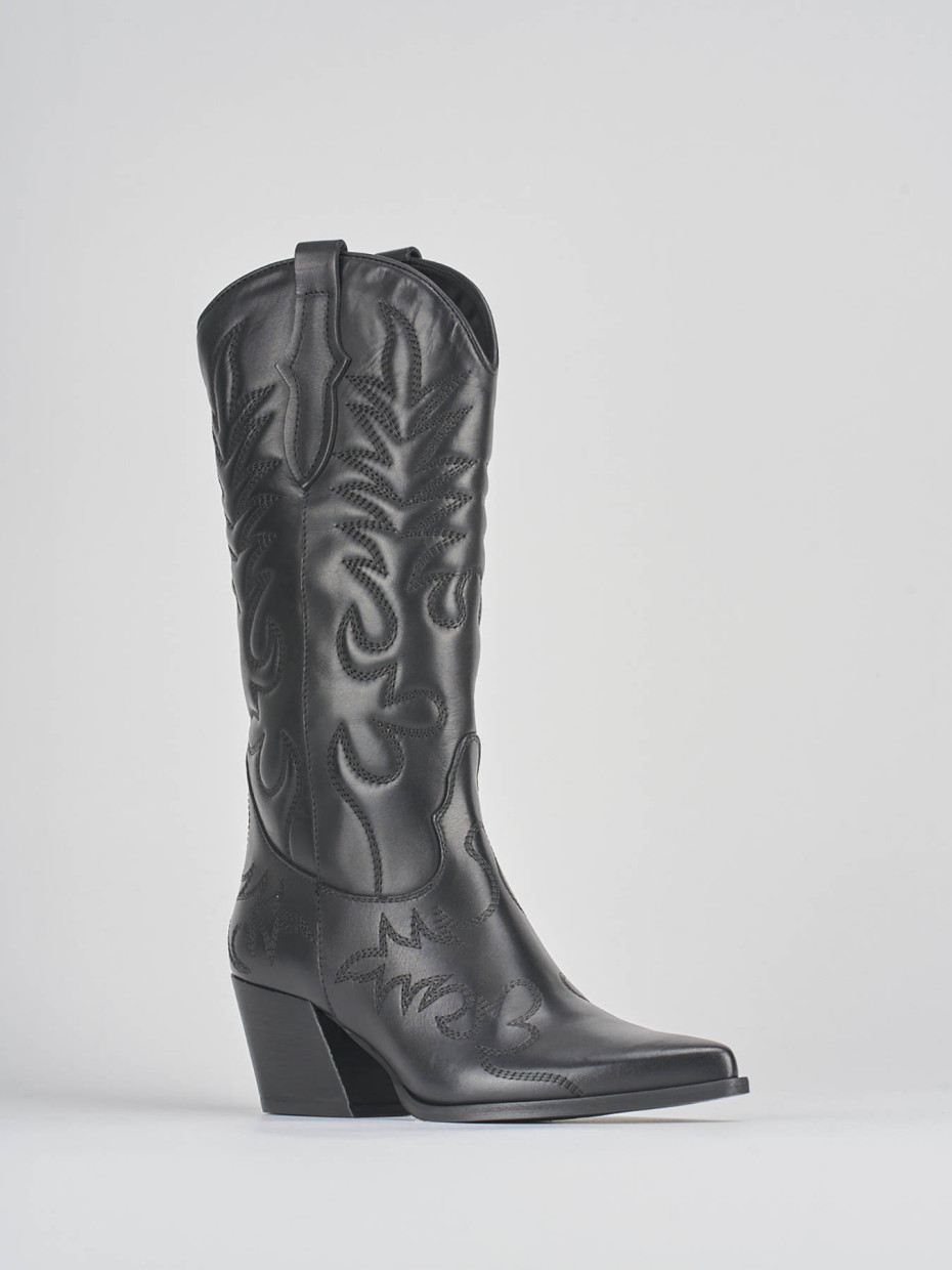 Stivali tacco 6cm pelle nero Barca Stores