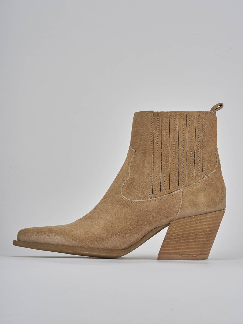 Stivaletto texano tacco 7 cm marrone camoscio Barca Stores