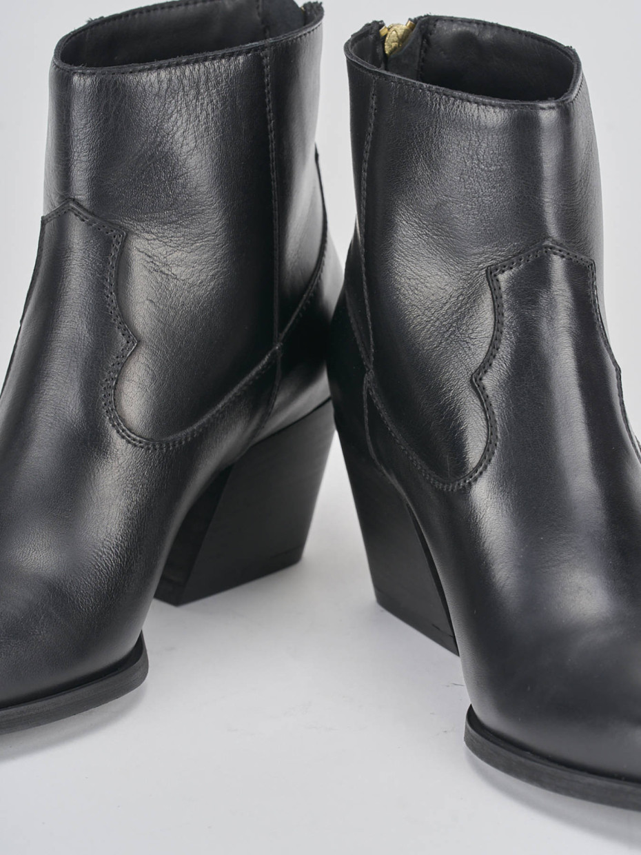 Stivaletto texano tacco 6 cm nero pelle Barca Stores