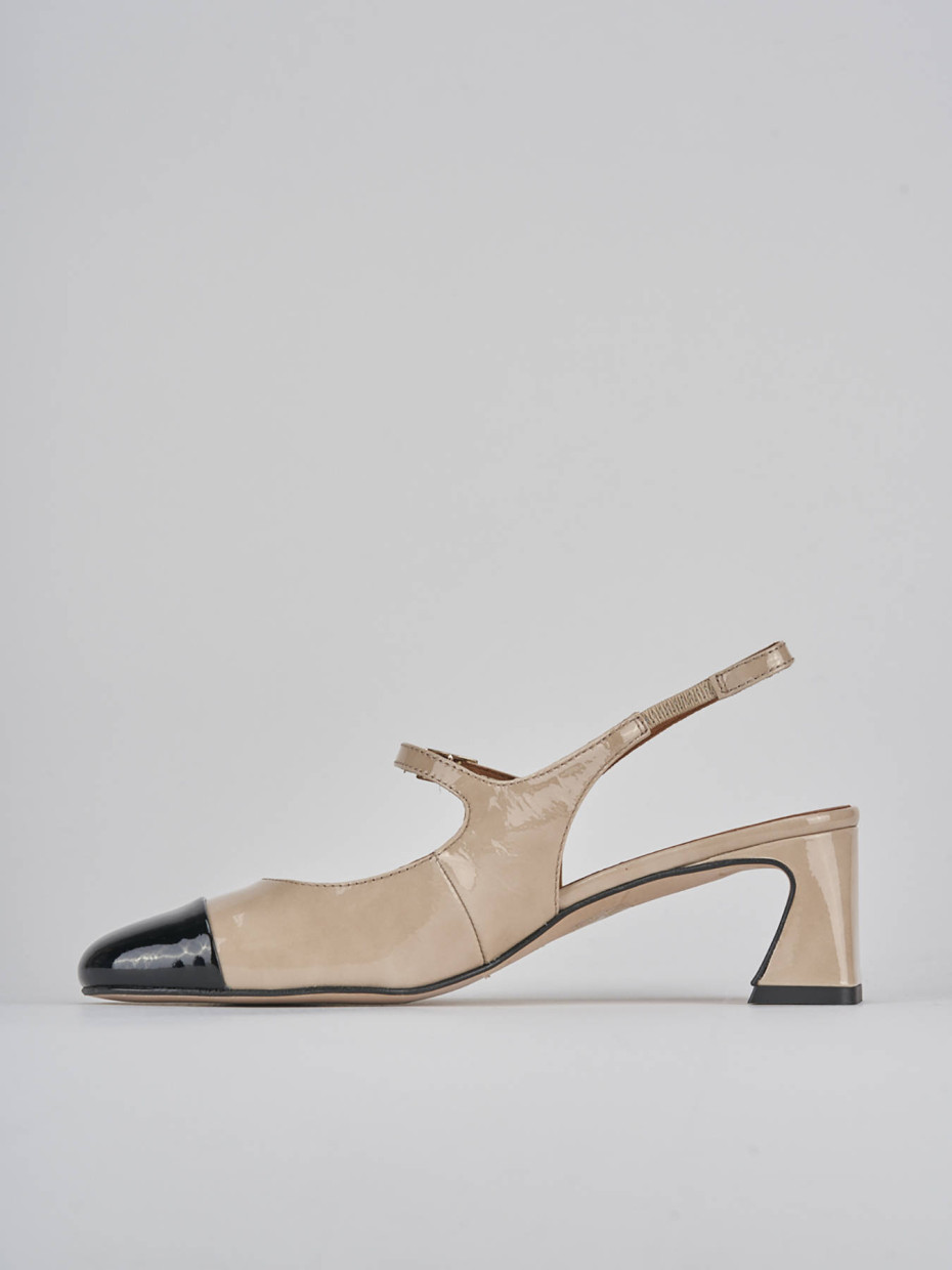 Décolleté e slingback tacco 5cm pelle beige