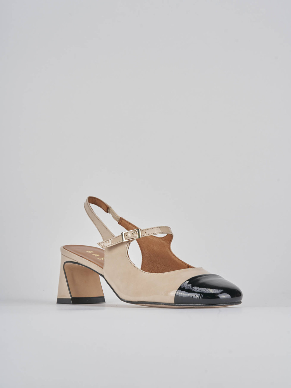 Décolleté e slingback tacco 5cm pelle beige