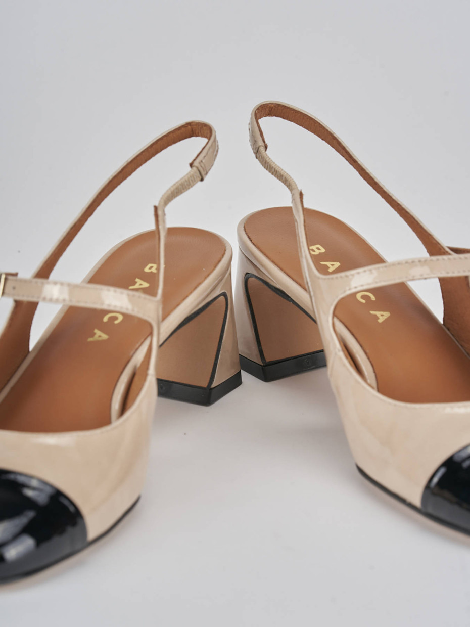 Décolleté e slingback tacco 5cm pelle beige