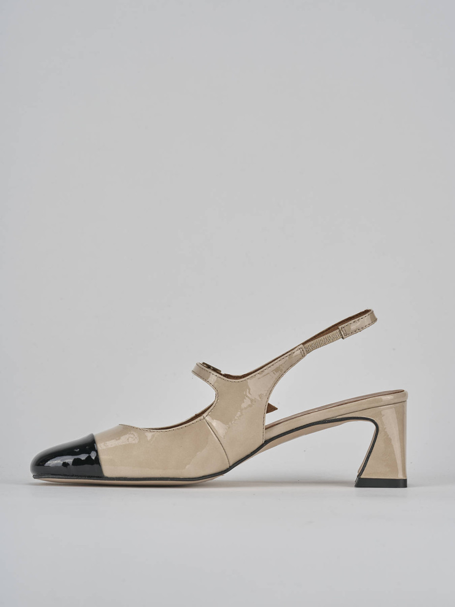 Décolleté e slingback tacco 5cm pelle nero