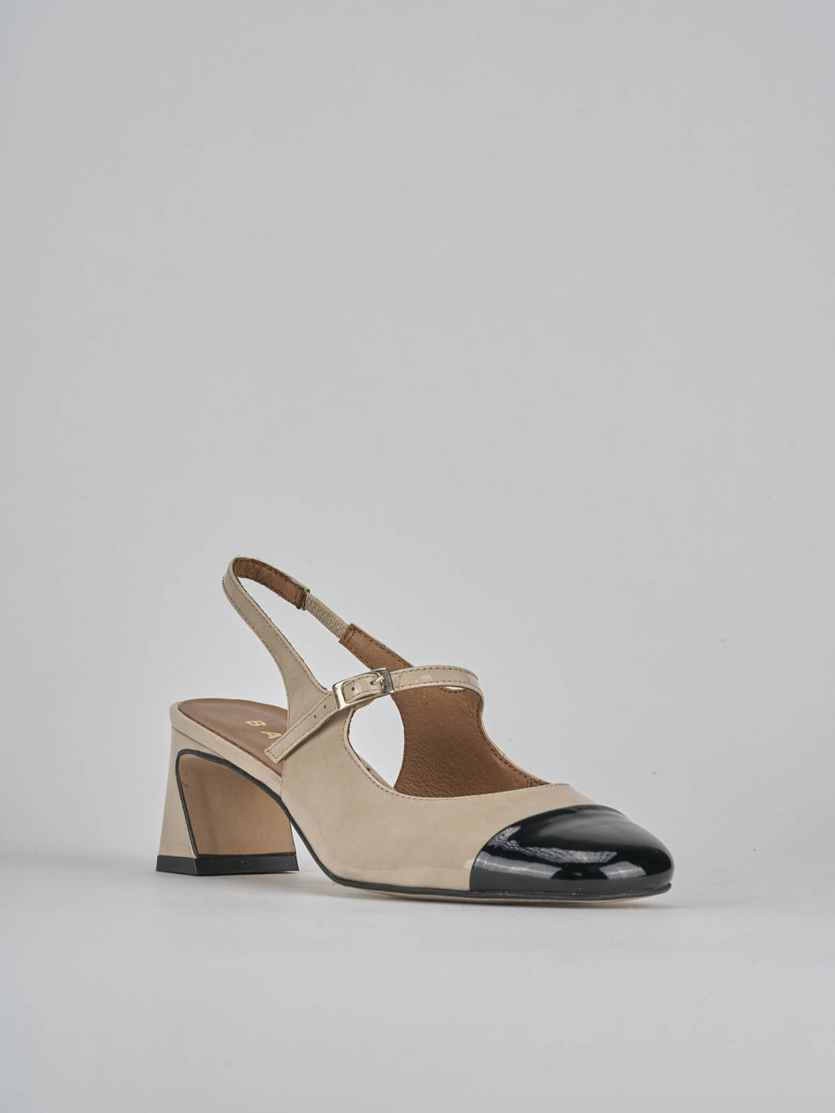 Décolleté e slingback tacco 5cm pelle nero