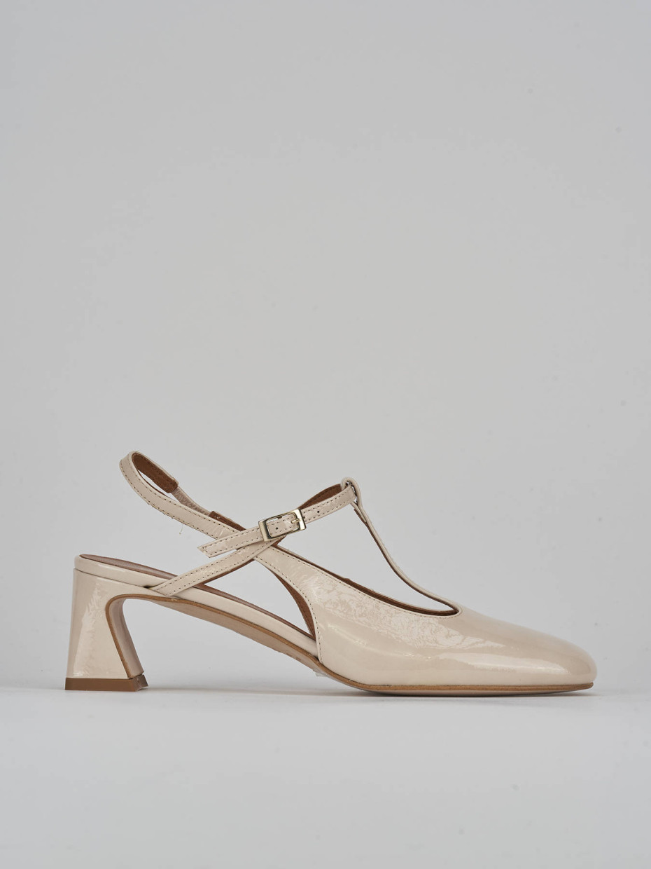 Décolleté e slingback tacco 5cm pelle beige