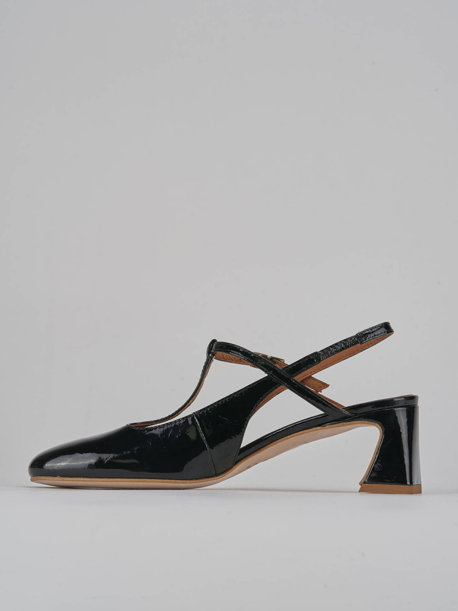 Décolleté e slingback tacco 5cm pelle nero