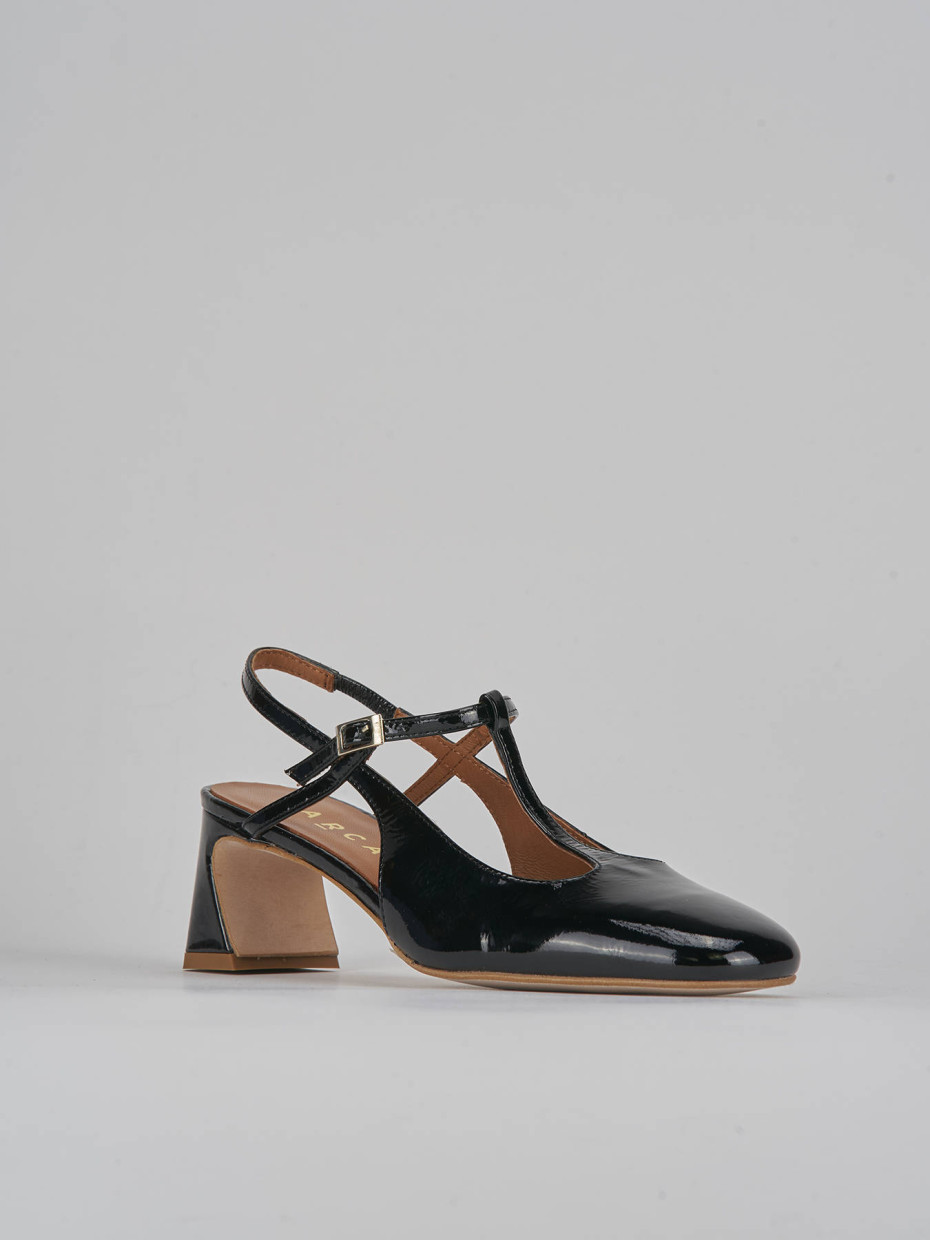 Décolleté e slingback tacco 5cm pelle nero