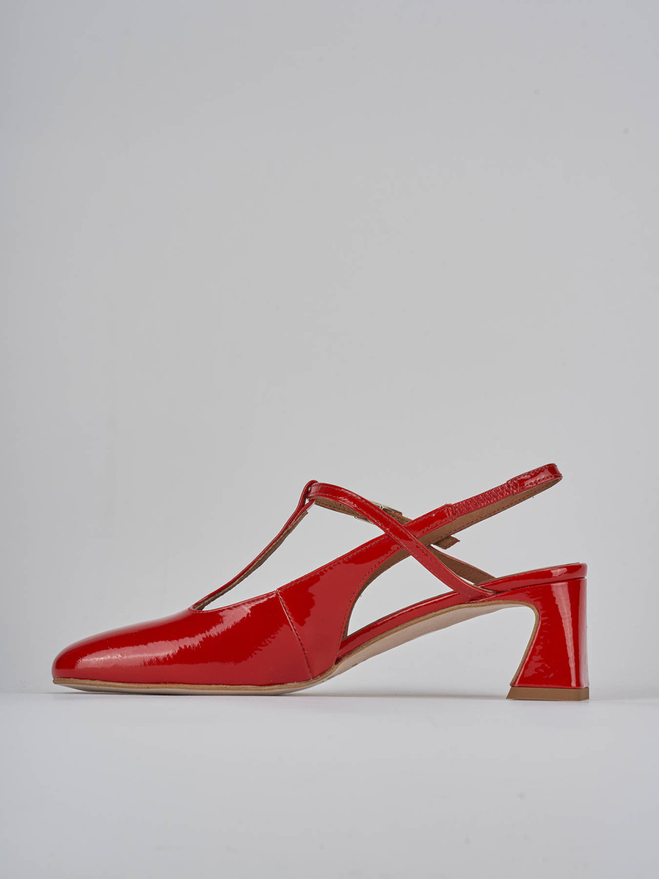 Décolleté e slingback tacco 5cm pelle rosso