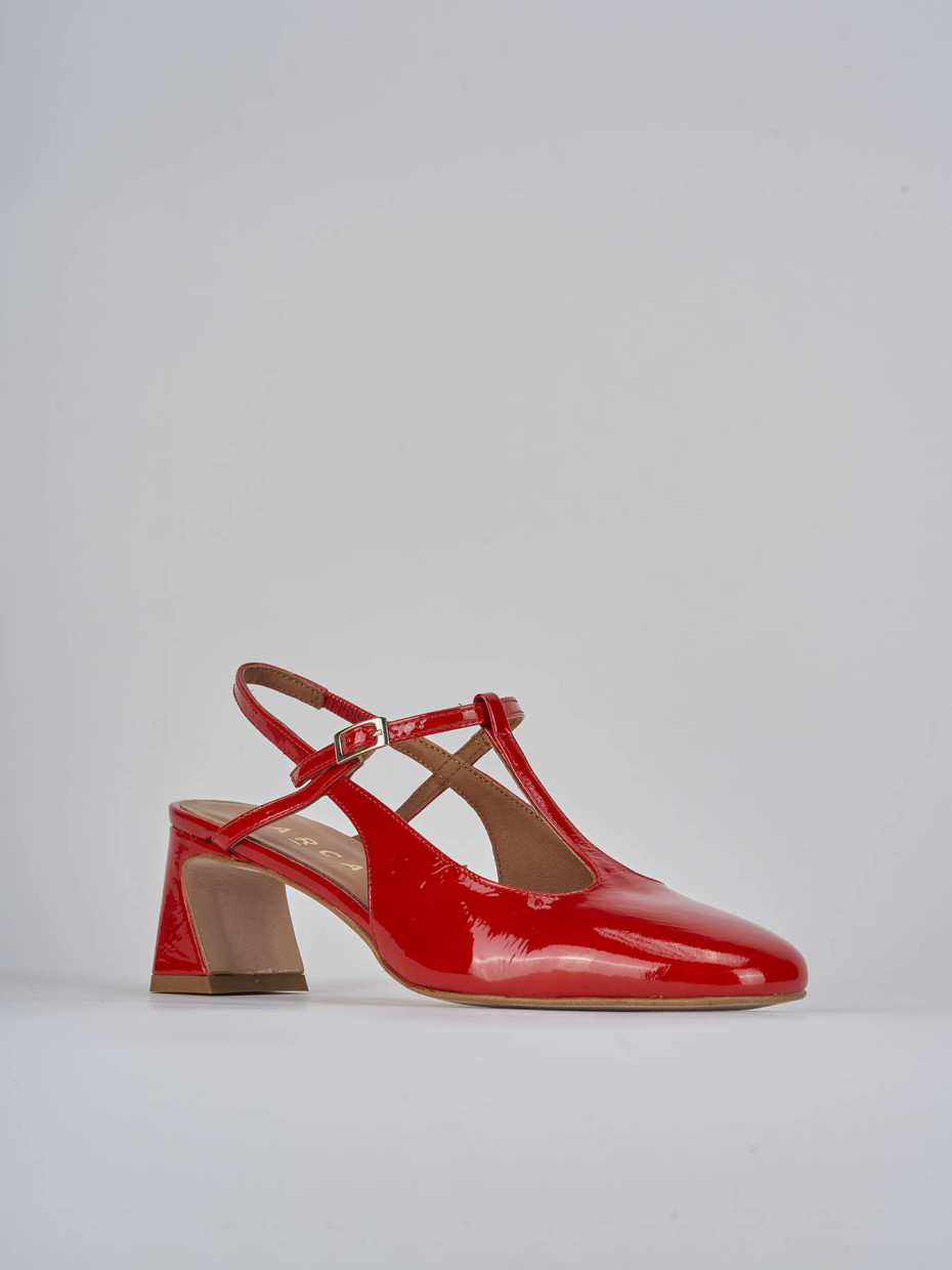 Décolleté e slingback tacco 5cm pelle rosso