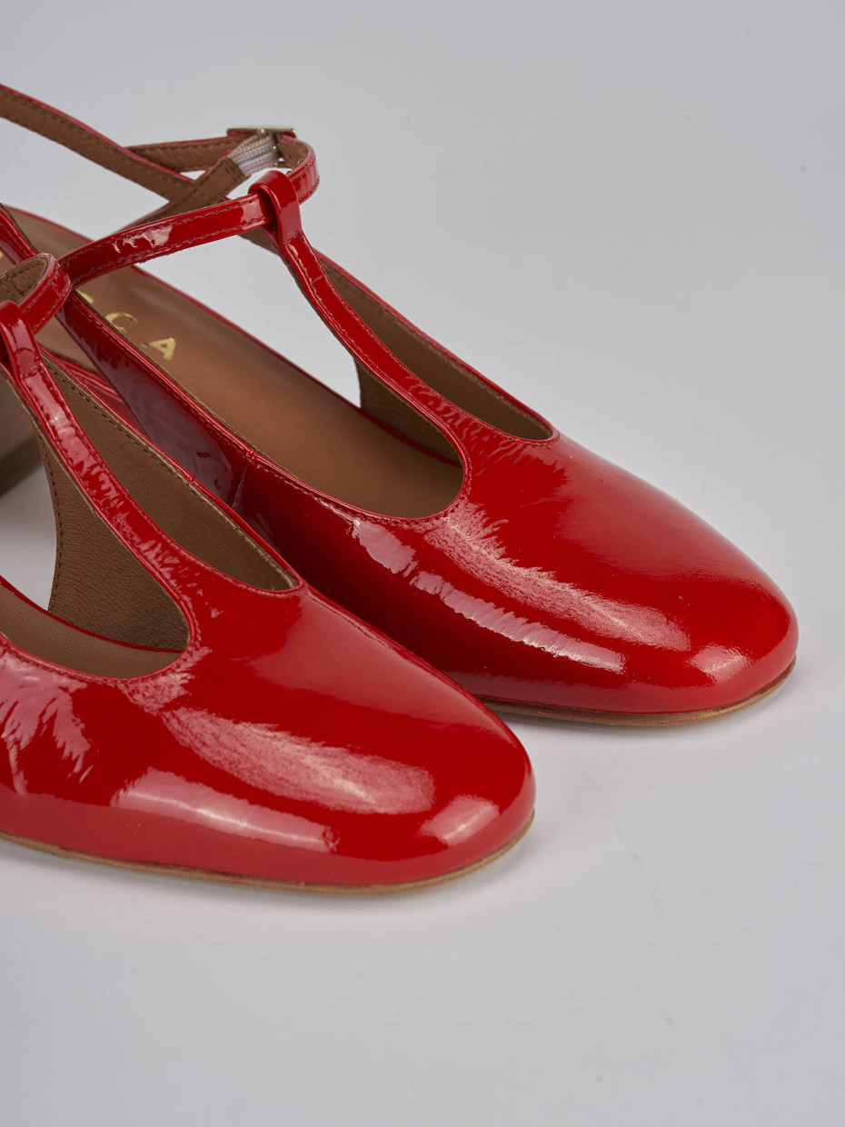 Décolleté e slingback tacco 5cm pelle rosso