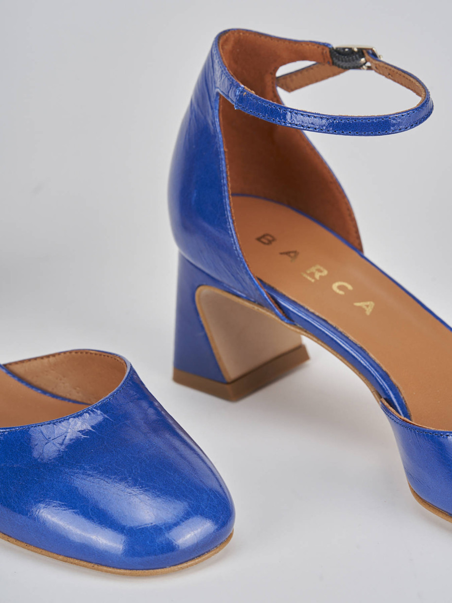 Décolleté e slingback tacco 5cm pelle blu