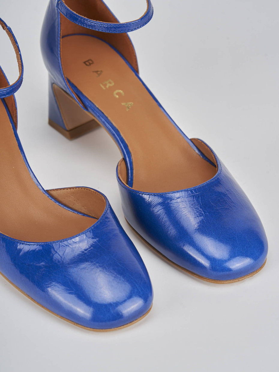 Décolleté e slingback tacco 5cm pelle blu