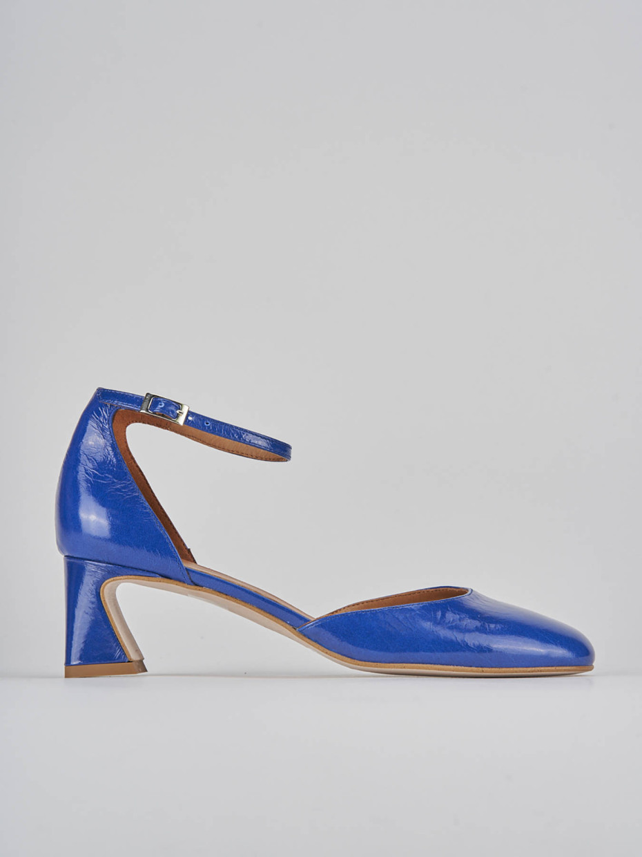 Décolleté e slingback tacco 5cm pelle blu