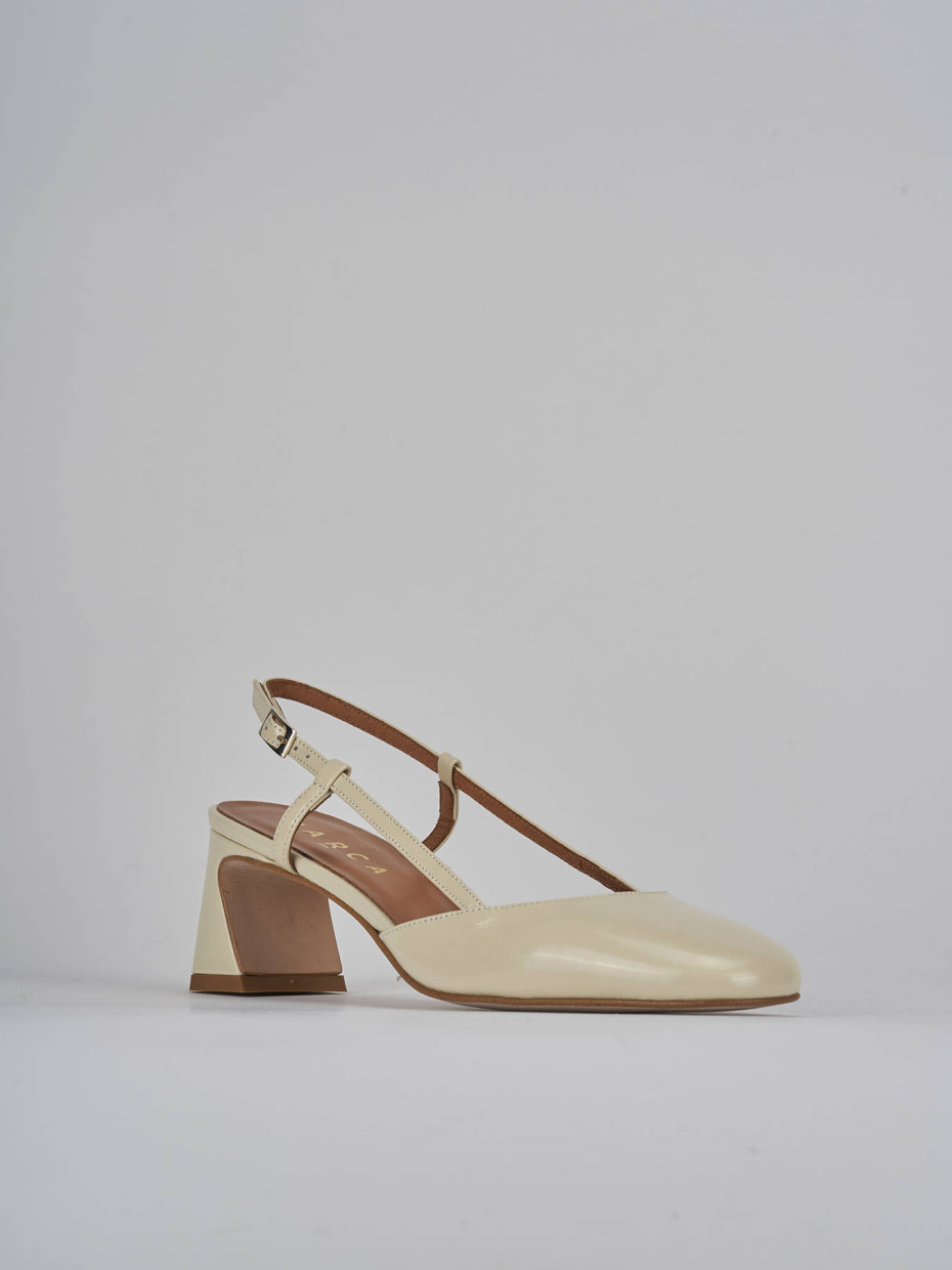 Décolleté e slingback tacco 5cm pelle beige