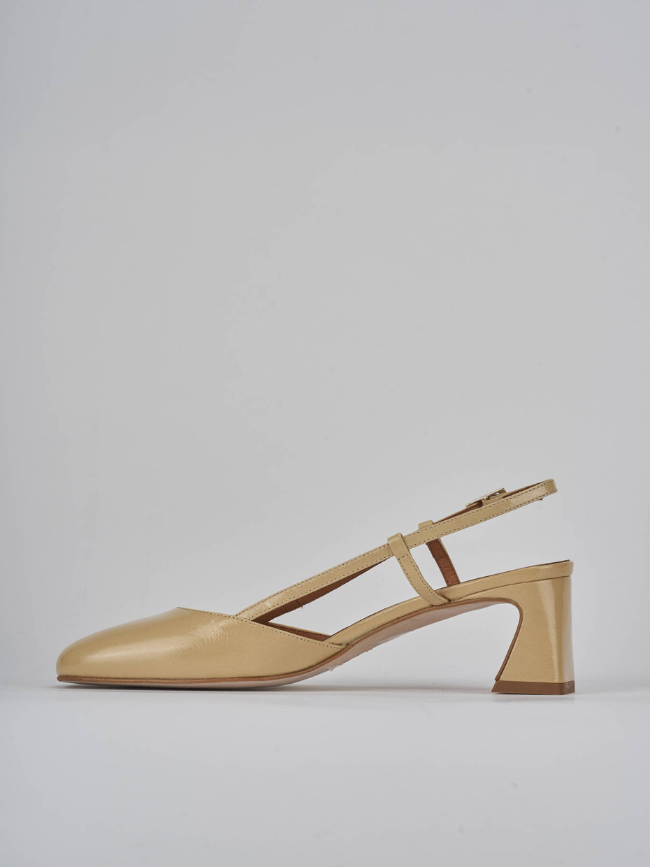 Décolleté e slingback tacco 5cm pelle marrone