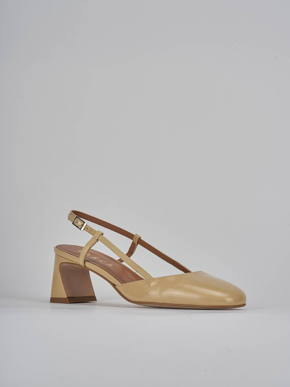 Décolleté e slingback tacco 5cm pelle marrone