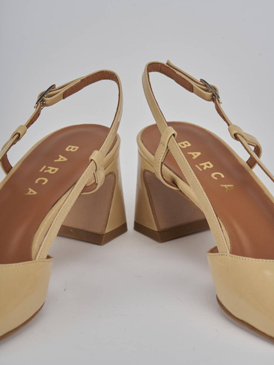 Décolleté e slingback tacco 5cm pelle marrone