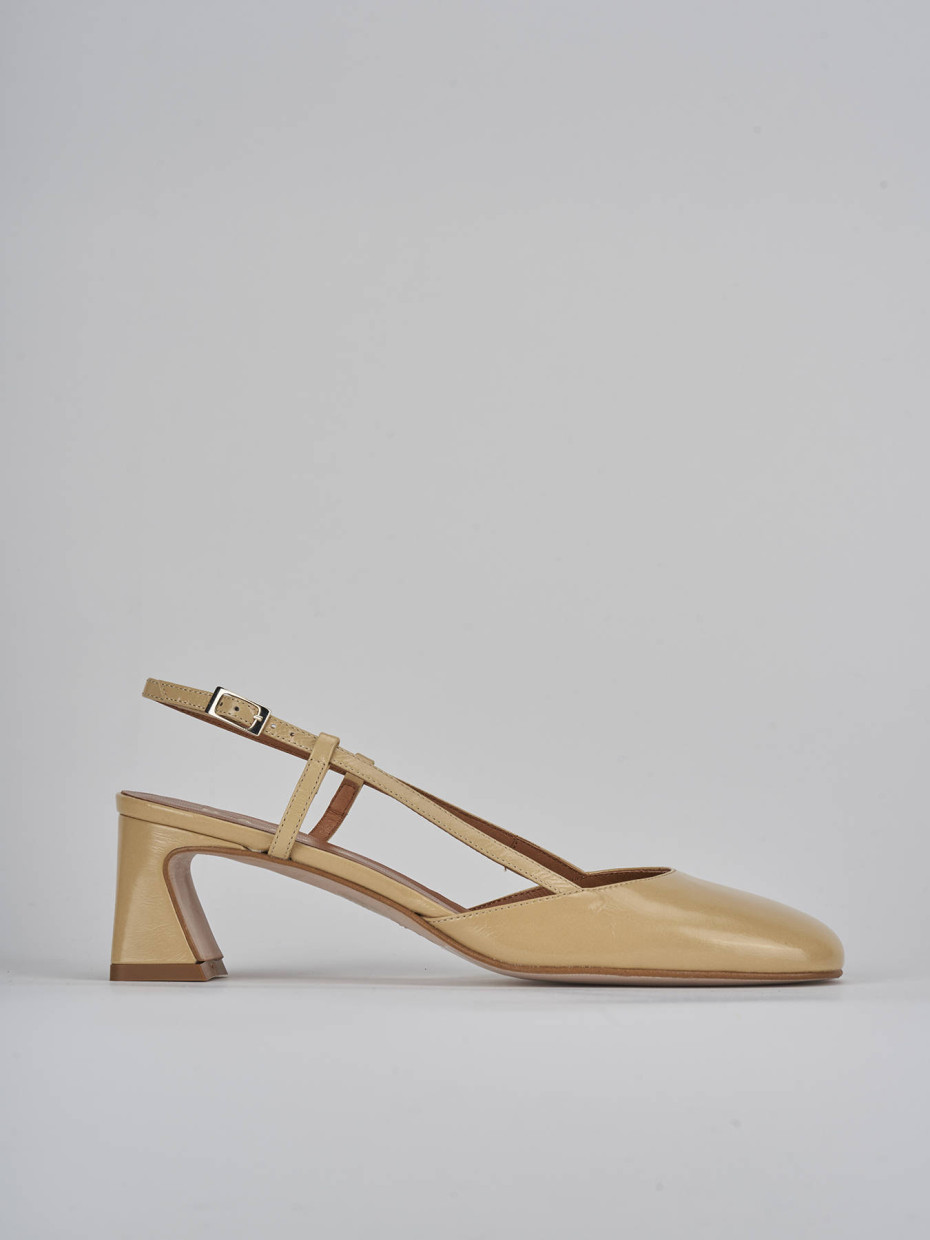 Décolleté e slingback tacco 5cm pelle marrone