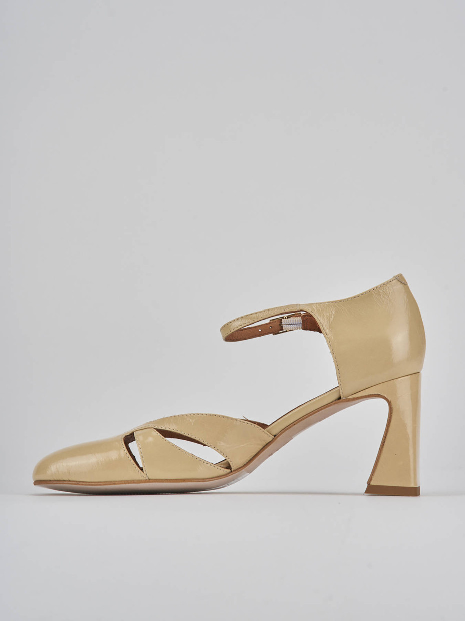 Décolleté e slingback tacco 7cm pelle marrone