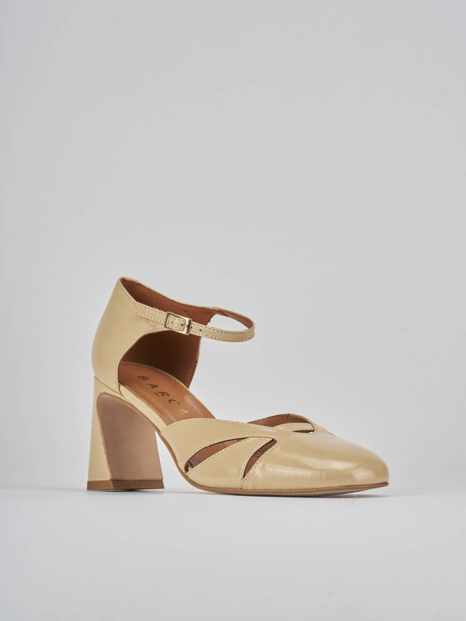 Décolleté e slingback tacco 7cm pelle marrone