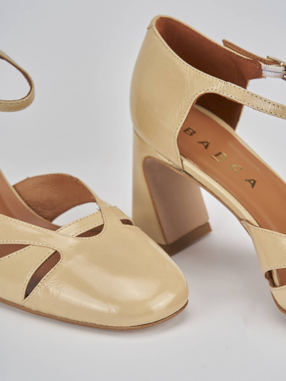 Décolleté e slingback tacco 7cm pelle marrone