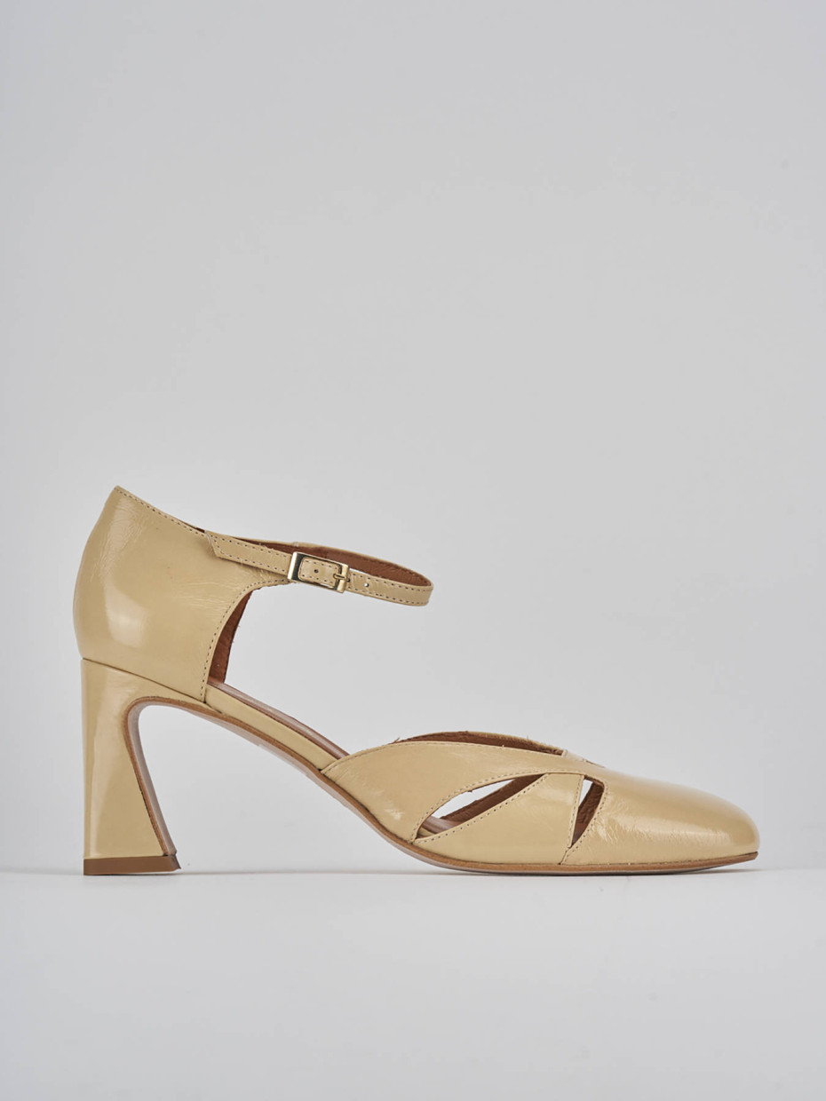 Décolleté e slingback tacco 7cm pelle marrone