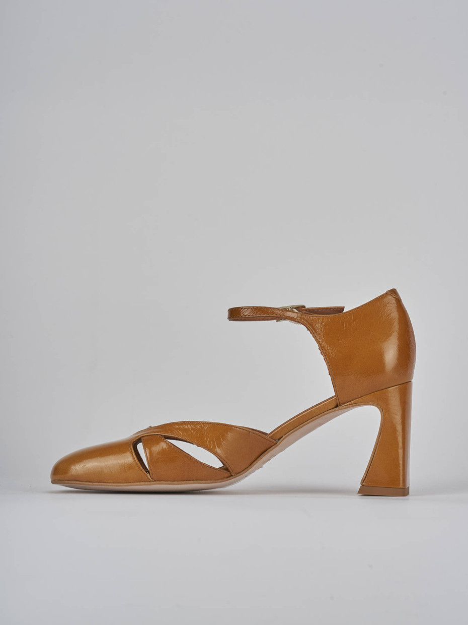 Décolleté e slingback tacco 7cm pelle marrone