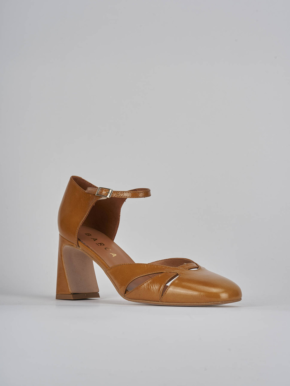 Décolleté e slingback tacco 7cm pelle marrone