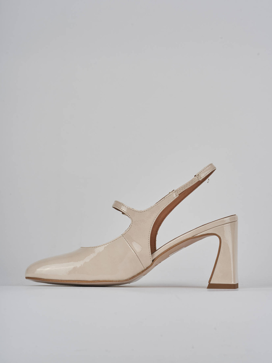 Décolleté e slingback tacco 7cm pelle beige