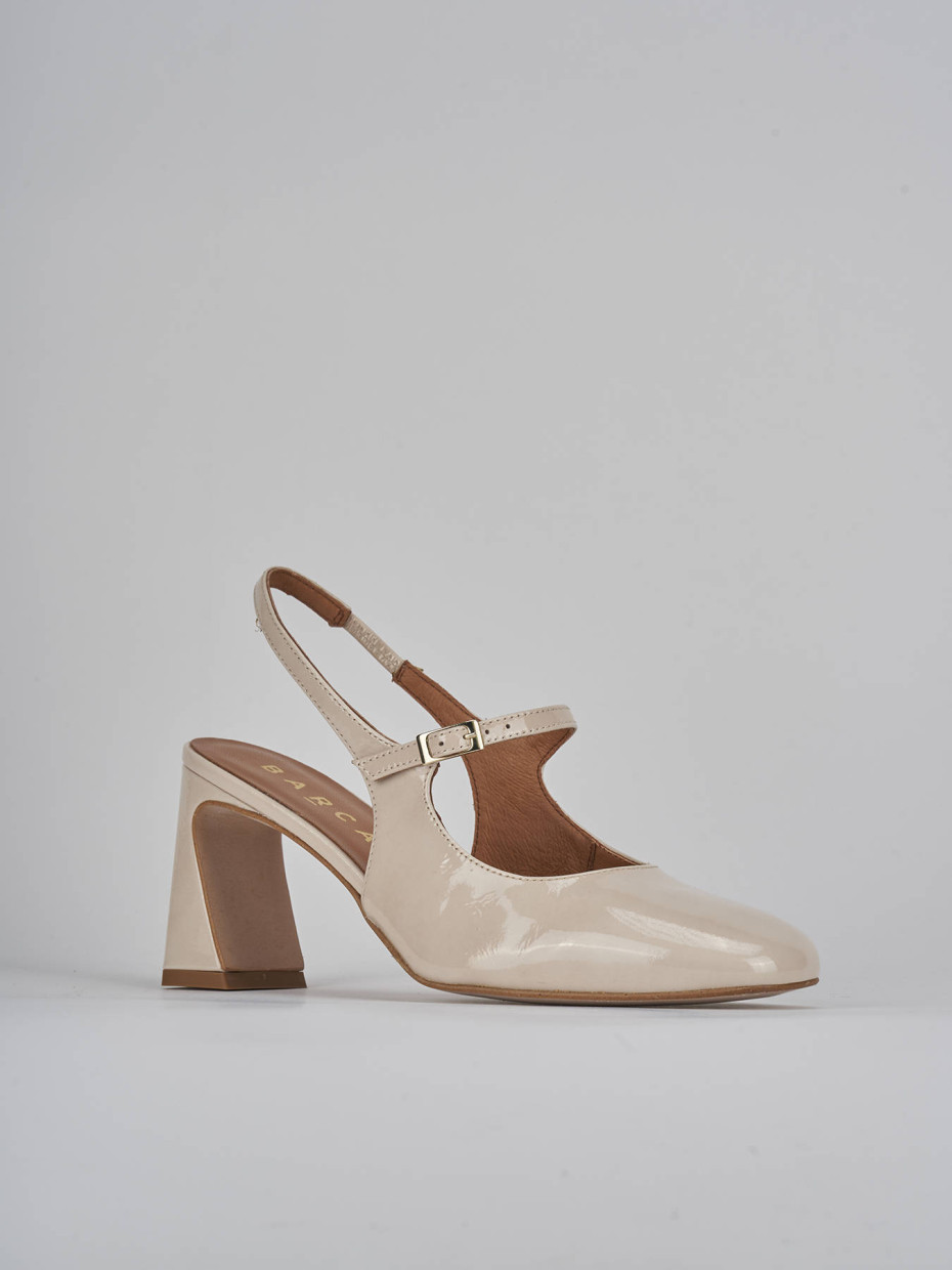 Décolleté e slingback tacco 7cm pelle beige