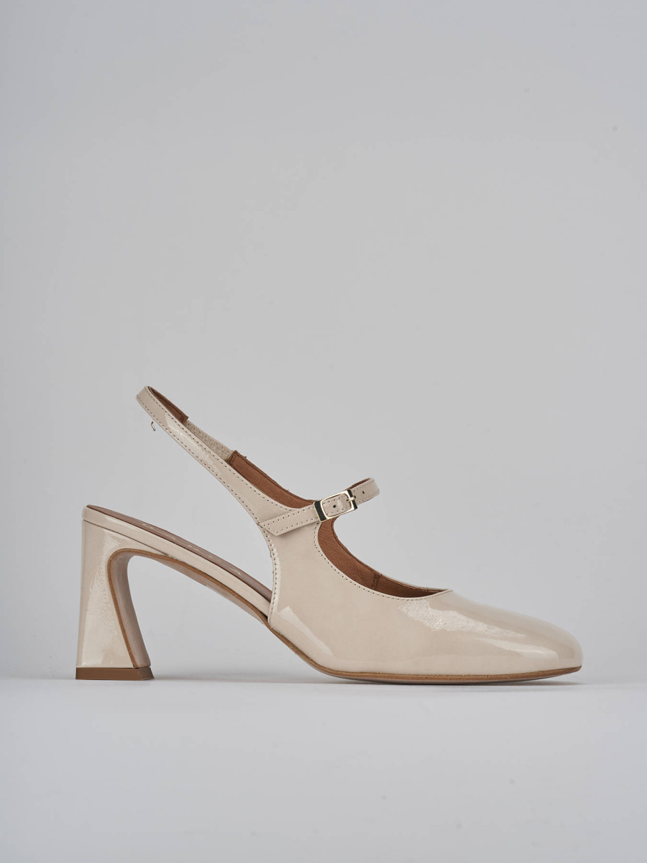 Décolleté e slingback tacco 7cm pelle beige