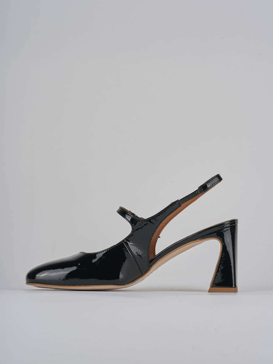 Décolleté e slingback tacco 7cm pelle nero