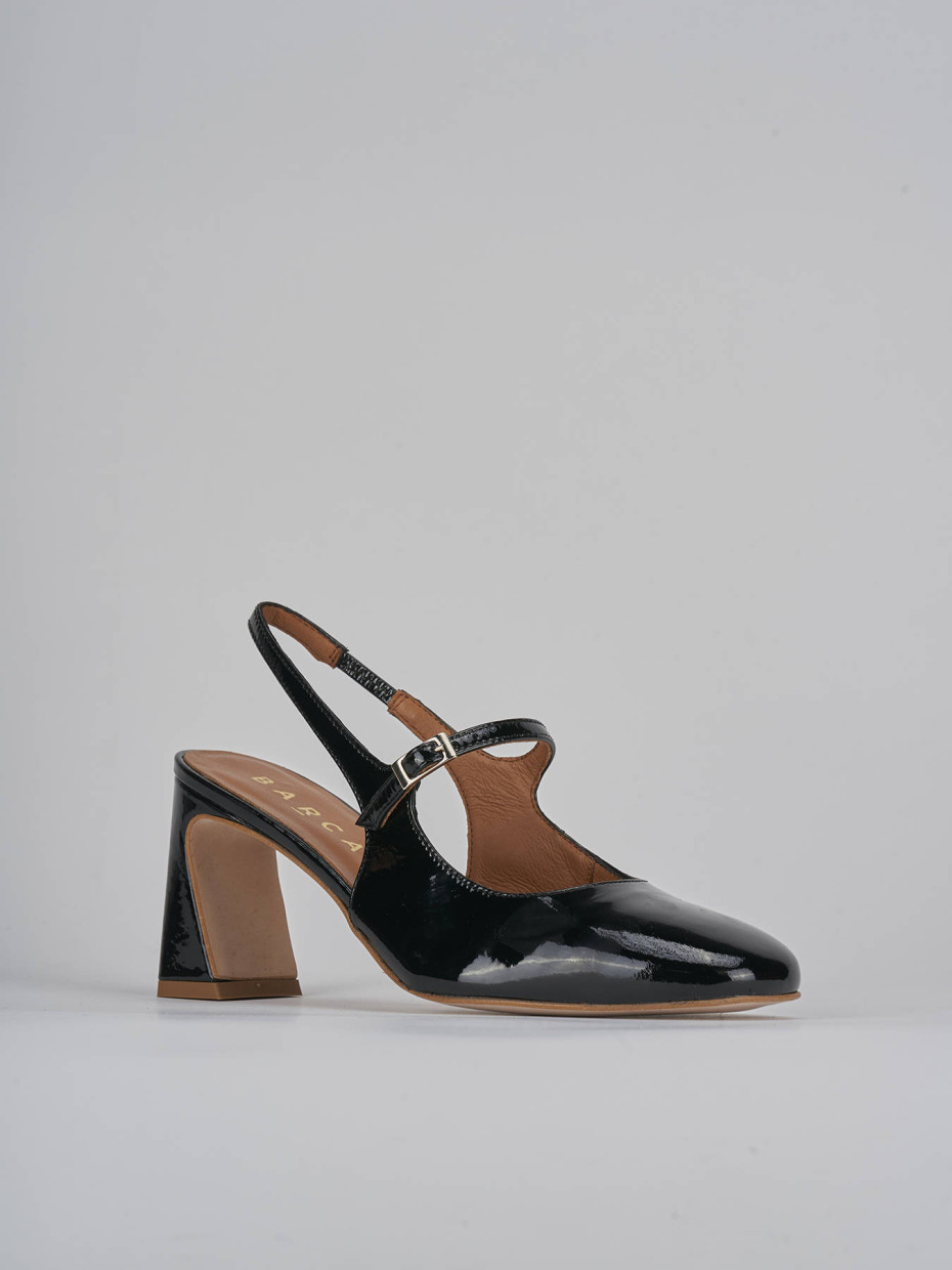 Décolleté e slingback tacco 7cm pelle nero