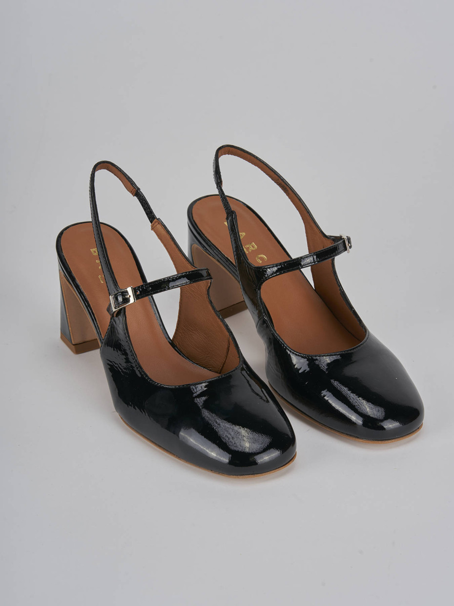 Décolleté e slingback tacco 7cm pelle nero