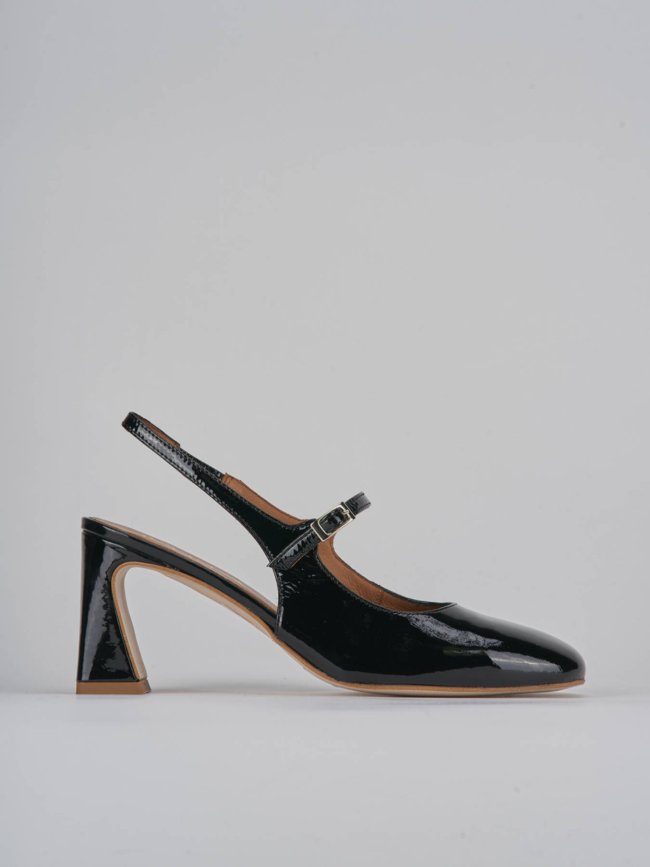 Décolleté e slingback tacco 7cm pelle nero