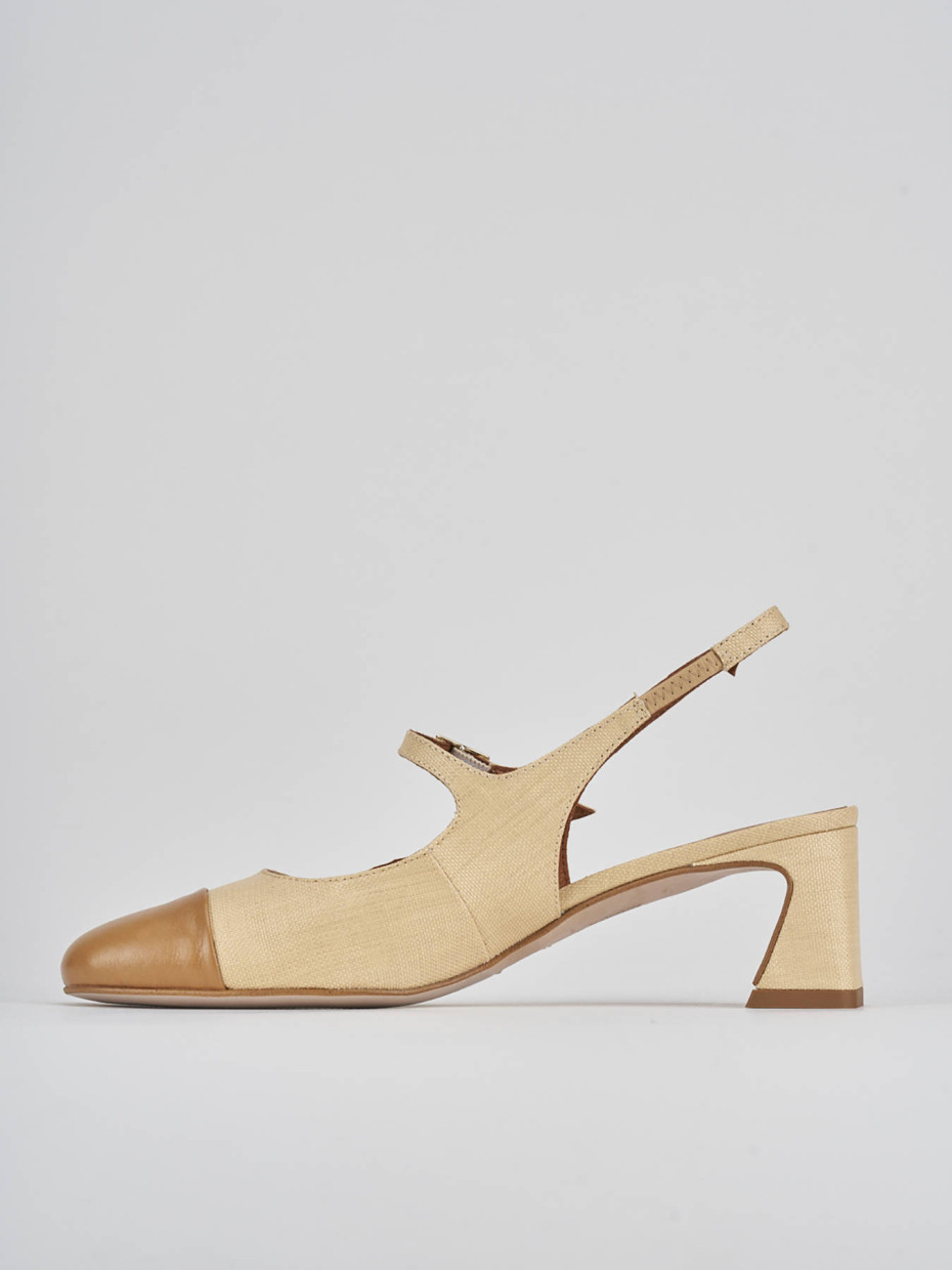Décolleté e slingback tacco 5cm pelle marrone