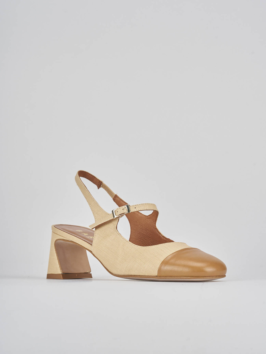 Décolleté e slingback tacco 5cm pelle marrone