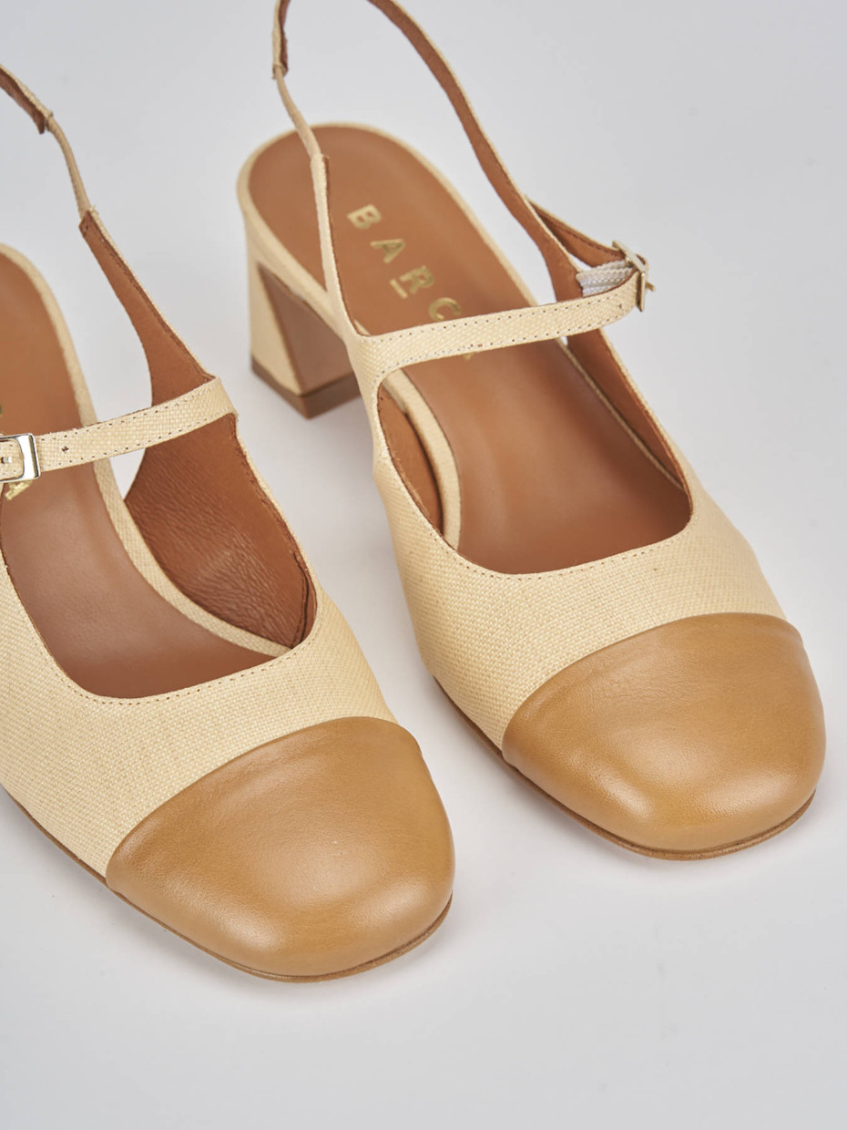 Décolleté e slingback tacco 5cm pelle marrone